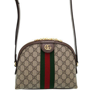 Gucci Ophidia Shoulder Bag Beige Ebony GG Supreme Canvas Brown